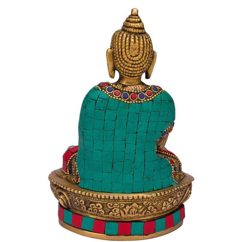 Brass Buddha Vitarka Statue – Multicolor Decorative Idol - Image 4