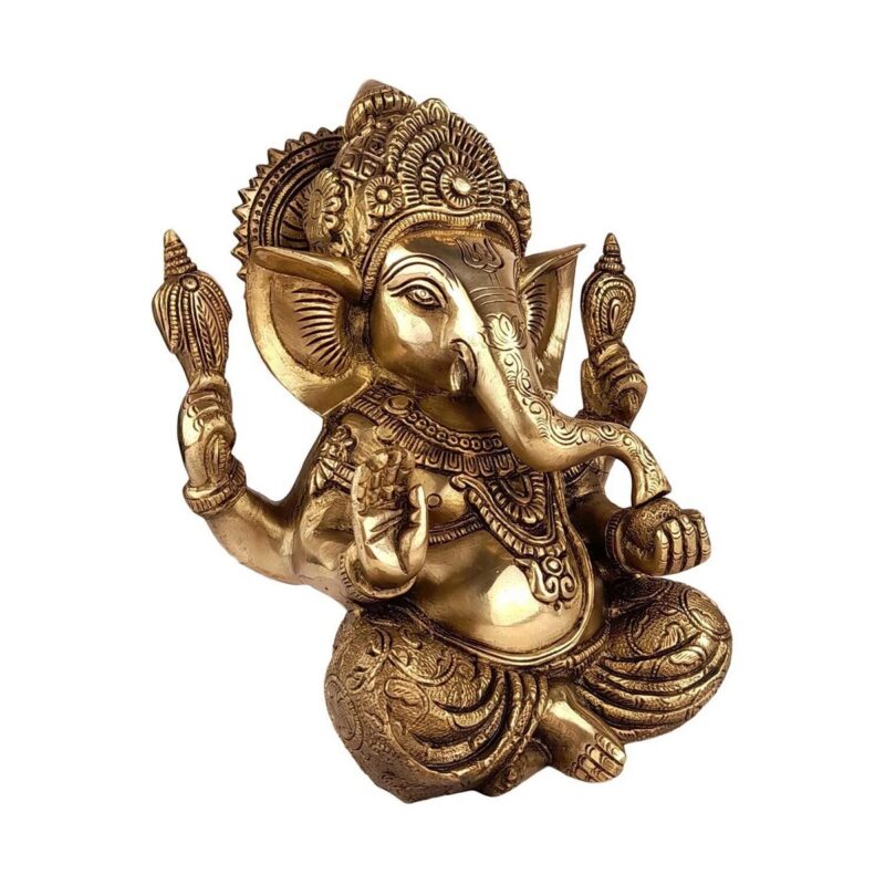 Brass Ganesha Idol Statue – Ganpati Murti for Home - Image 2