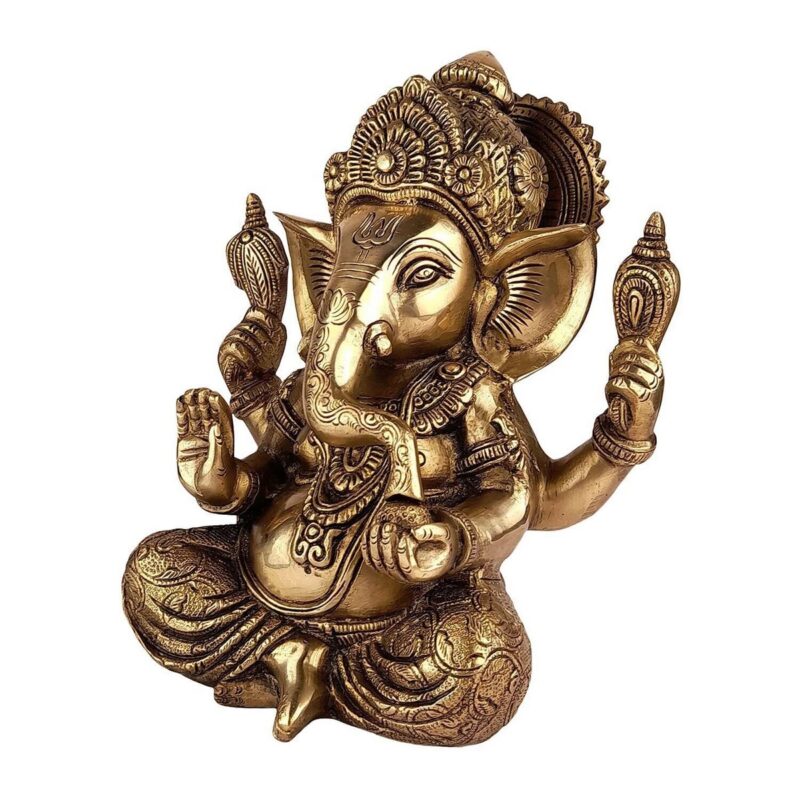 Brass Ganesha Idol Statue – Ganpati Murti for Home - Image 3