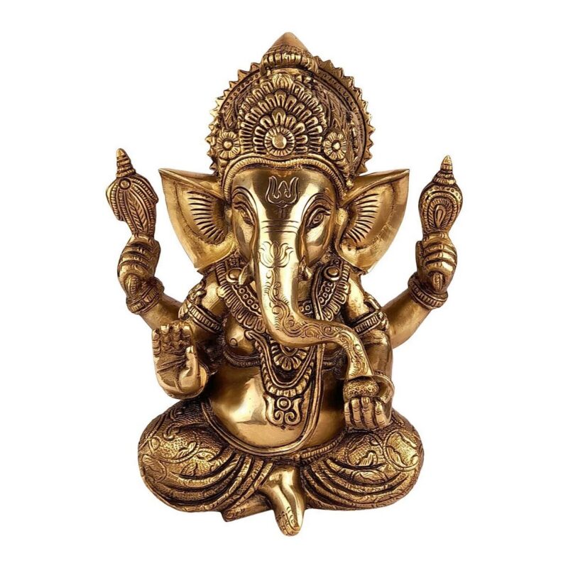 Brass Ganesha Idol Statue – Ganpati Murti for Home - Image 4