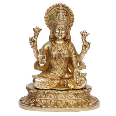 Brass Goddess Lakshmi Sitting Statue – Home Décor