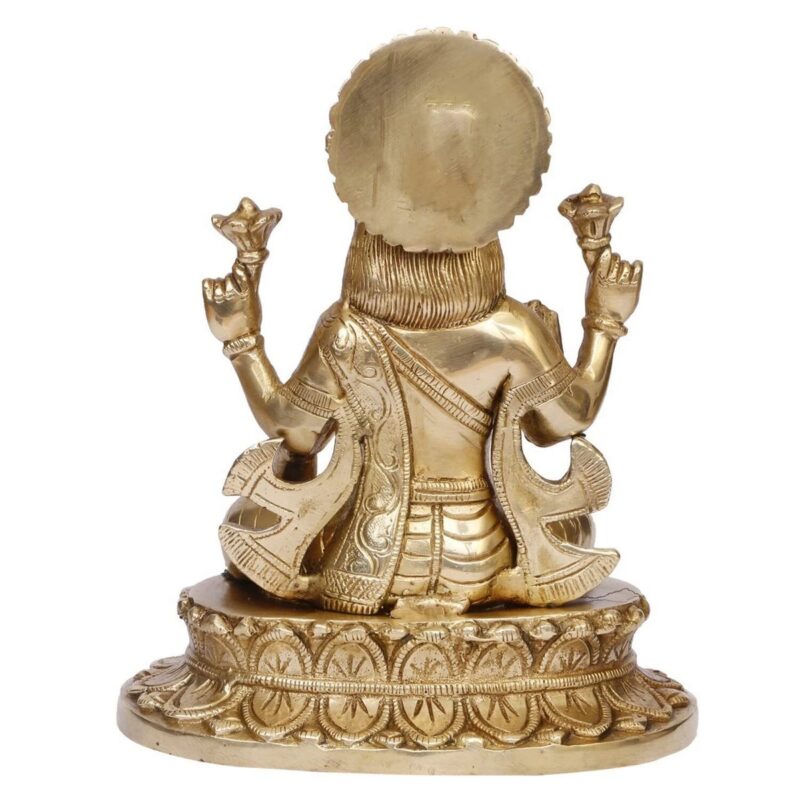 Brass Goddess Lakshmi Sitting Statue – Home Décor - Image 4