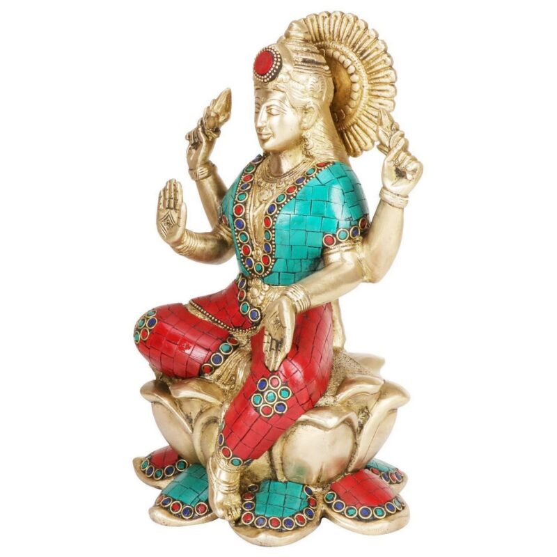 Brass Goddess Laxmi Idol Statue for Diwali Puja - Image 2