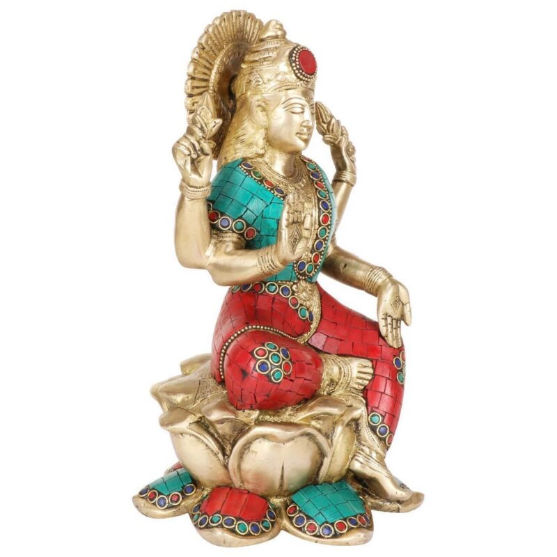 Brass Goddess Laxmi Idol Statue for Diwali Puja - Image 3