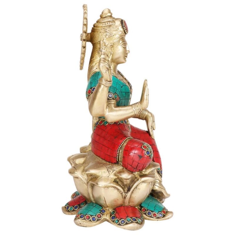 Brass Goddess Laxmi Idol Statue for Diwali Puja - Image 4