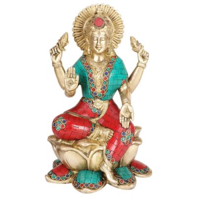 Brass Goddess Laxmi Idol Statue for Diwali Puja