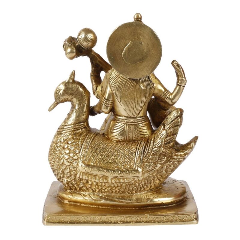 Brass Goddess Maa Saraswati on Swan Idol - Image 5