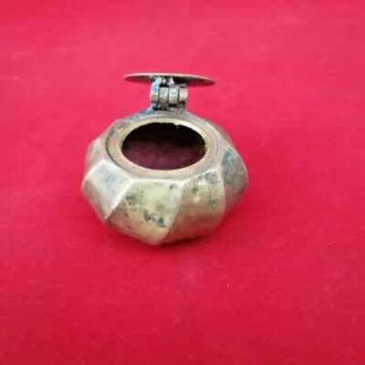 Brass Handcrafted Melon Shape Vermilion Box