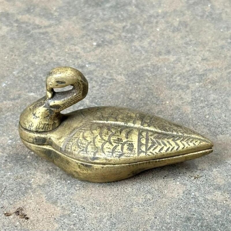 Peacock Tikka Box – Brass Sindoor Container