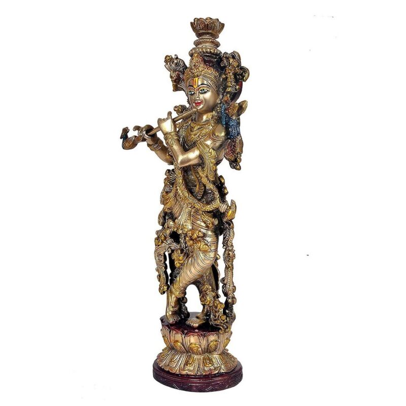 Brass Krishna Murti Idol – Handcrafted Divine Statue - Image 3