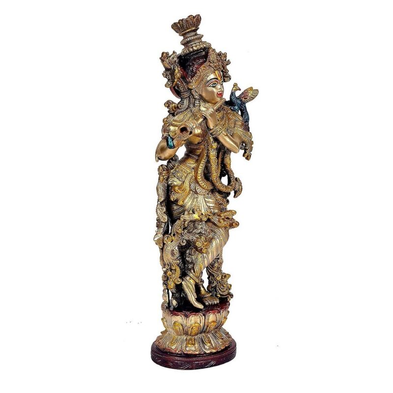 Brass Krishna Murti Idol – Handcrafted Divine Statue - Image 4