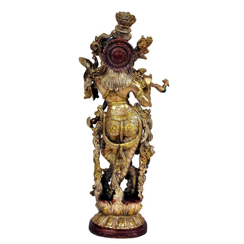 Brass Krishna Murti Idol – Handcrafted Divine Statue - Image 5
