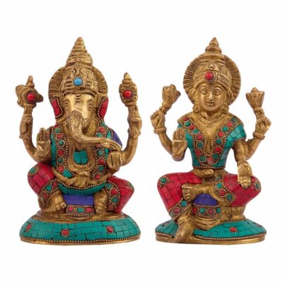 Brass Laxmi Ganesh Idol for Puja & Home Decor