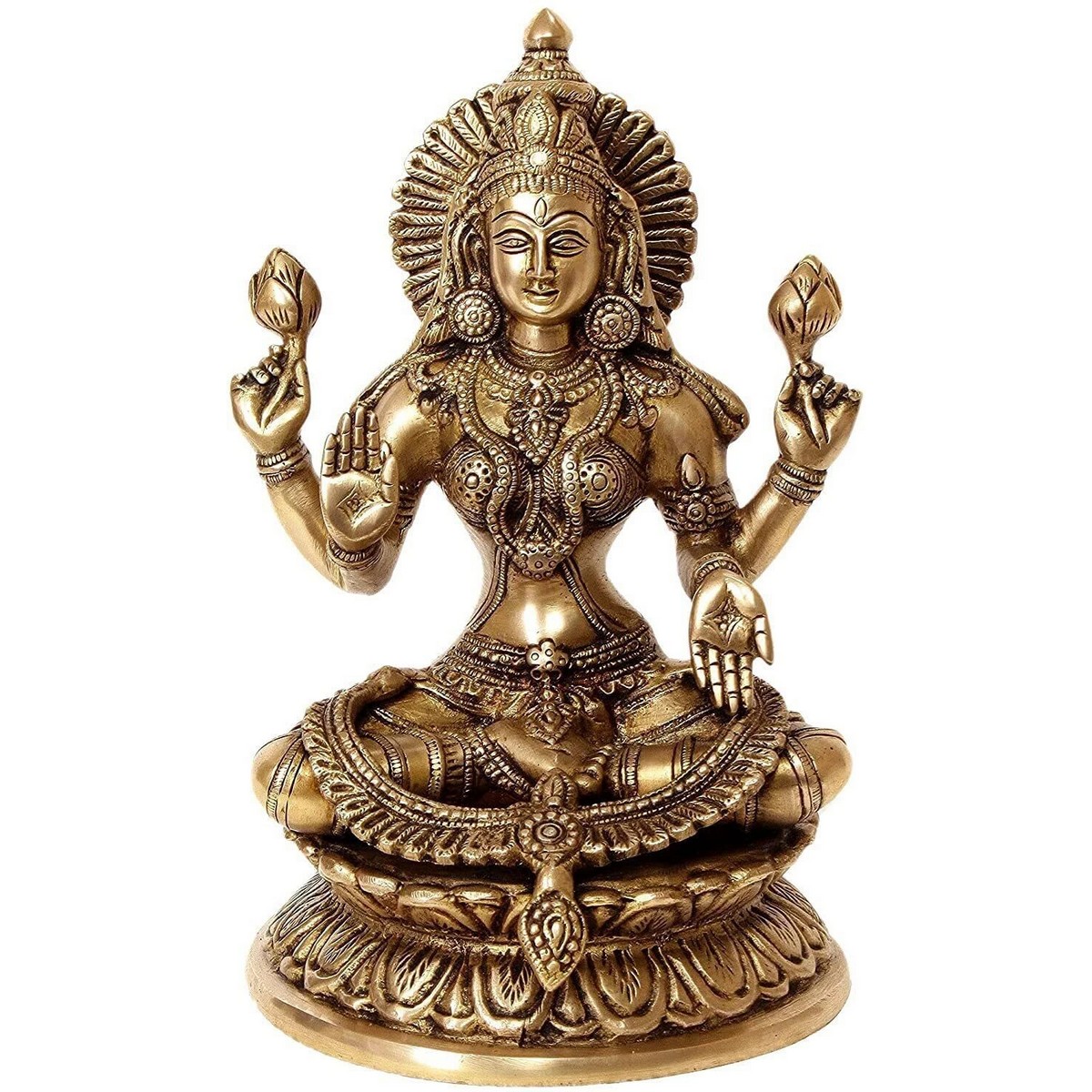 9" Brass Laxmi Statue
