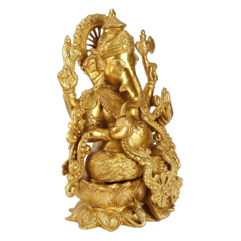 Brass Lord Ganesha Bhagwan Idol – Ganpati Murti - Image 2