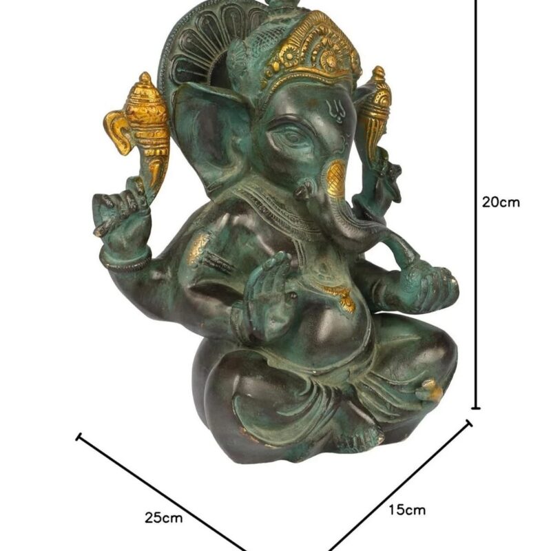 Brass Lord Ganesha Idol – Serene Pose Ganpati Statue - Image 3