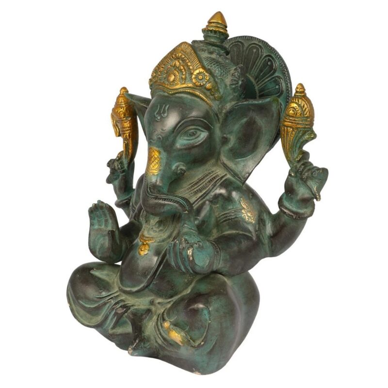 Brass Lord Ganesha Idol – Serene Pose Ganpati Statue - Image 2