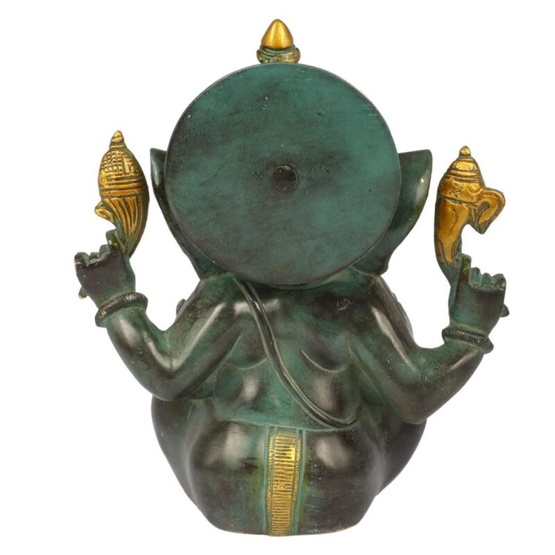 Brass Lord Ganesha Idol – Serene Pose Ganpati Statue - Image 4
