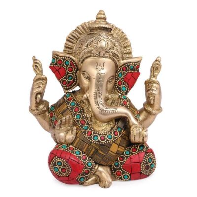 Brass Lord Ganesha Sitting Idol – Home Décor