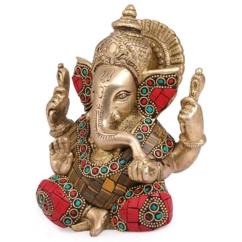 Brass Lord Ganesha Sitting Idol – Home Décor - Image 2