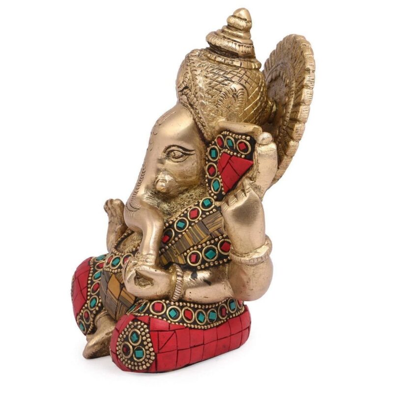 Brass Lord Ganesha Sitting Idol – Home Décor - Image 3