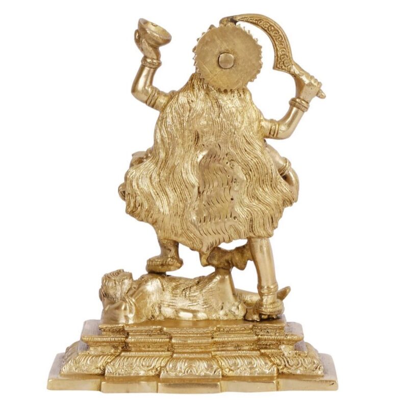 Brass Maa Kali Statue | Adi Shakti Goddess Murti Idol - Image 4