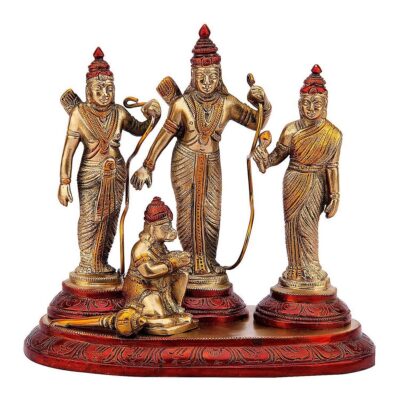 Brass Ram Darbar with Sita Laxman Hanuman Statue