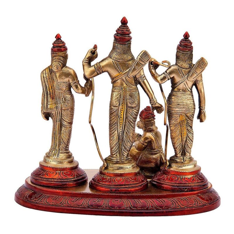 Brass Ram Darbar with Sita Laxman Hanuman Statue - Image 4