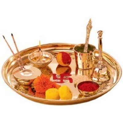 Traditional Brass & Steel Pooja Plate – Worship