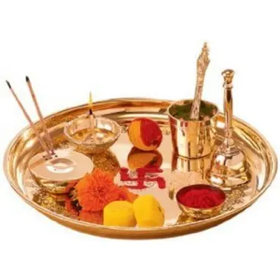 Traditional Brass & Steel Pooja Plate – Worship