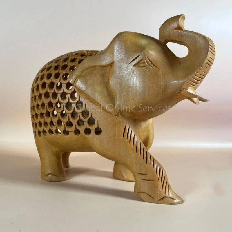 Indian Elephant Handcarved Wooden Ornament - Image 3