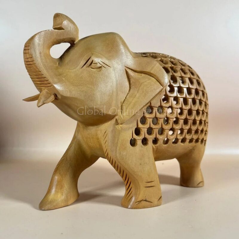Indian Elephant Handcarved Wooden Ornament - Image 2