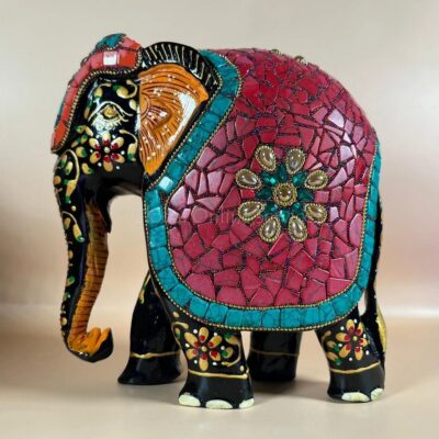 Artisan Wooden Elephant Figurine – Home Décor
