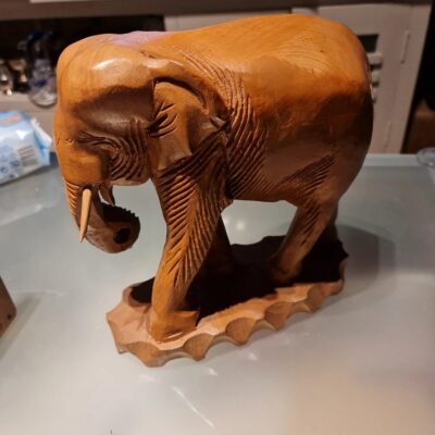 Wooden Elephant Statue – Hand Carved Solid Wood