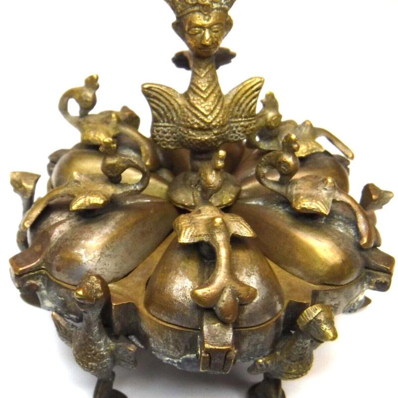 Brass Kumkum Tikka Box – Sindoor & Haldi Container - Image 3