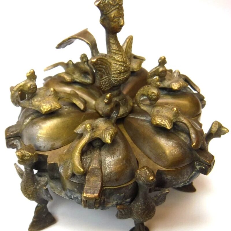Brass Kumkum Tikka Box – Sindoor & Haldi Container - Image 7