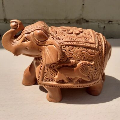 Indian Elephant Handcarved Wooden Ornament