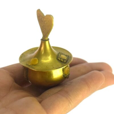 Old Brass Kumkum Tikka Box – Indian Puja Accessory