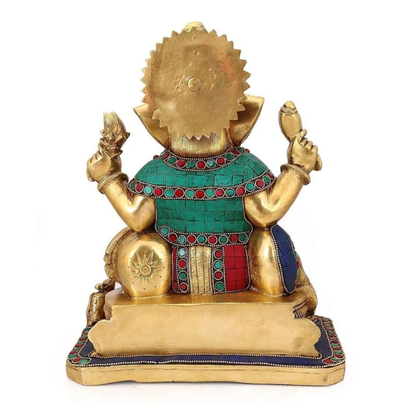 Lord Ganesha Brass Statue Idol – Handcarved Elephant - Image 3
