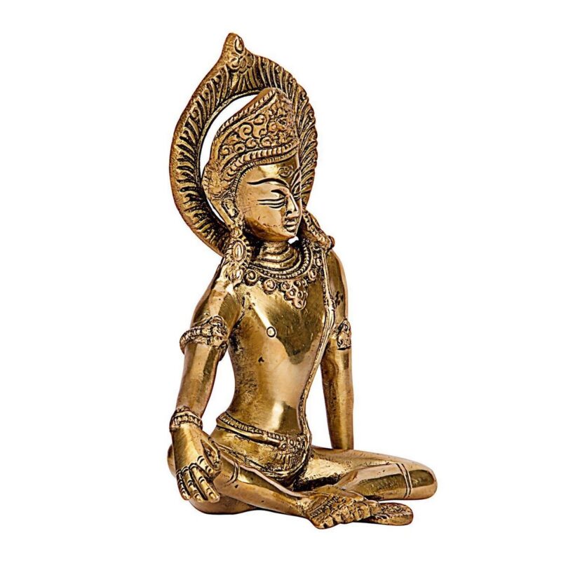 Brass Lord Indra Dev Murti Statue – Divine Indian Idol - Image 3