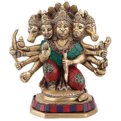 Brass God Lord Panchmukhi Hanuman Sitting Idol