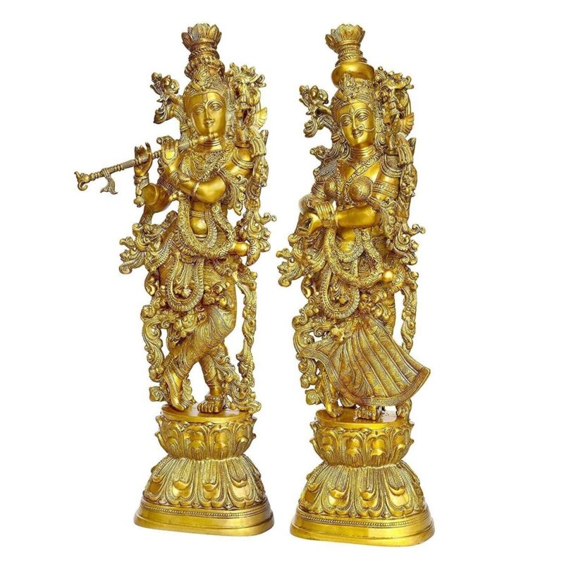 Pair of Large Radha Krishna Murti Statue – Home Decor - Image 2