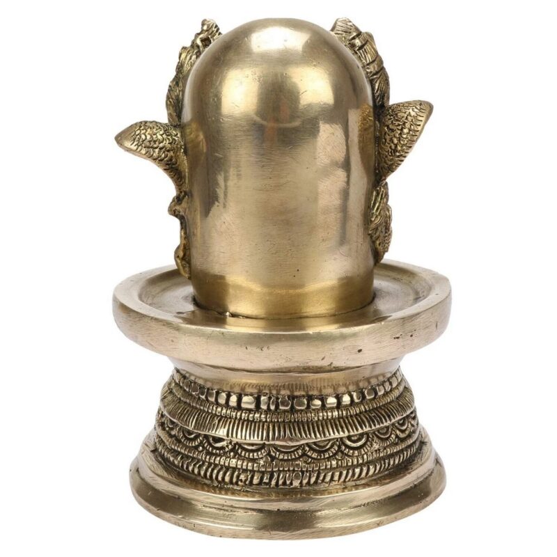 Brass Metal Shivling Murti – Three Faces Shiva Statue - Image 3