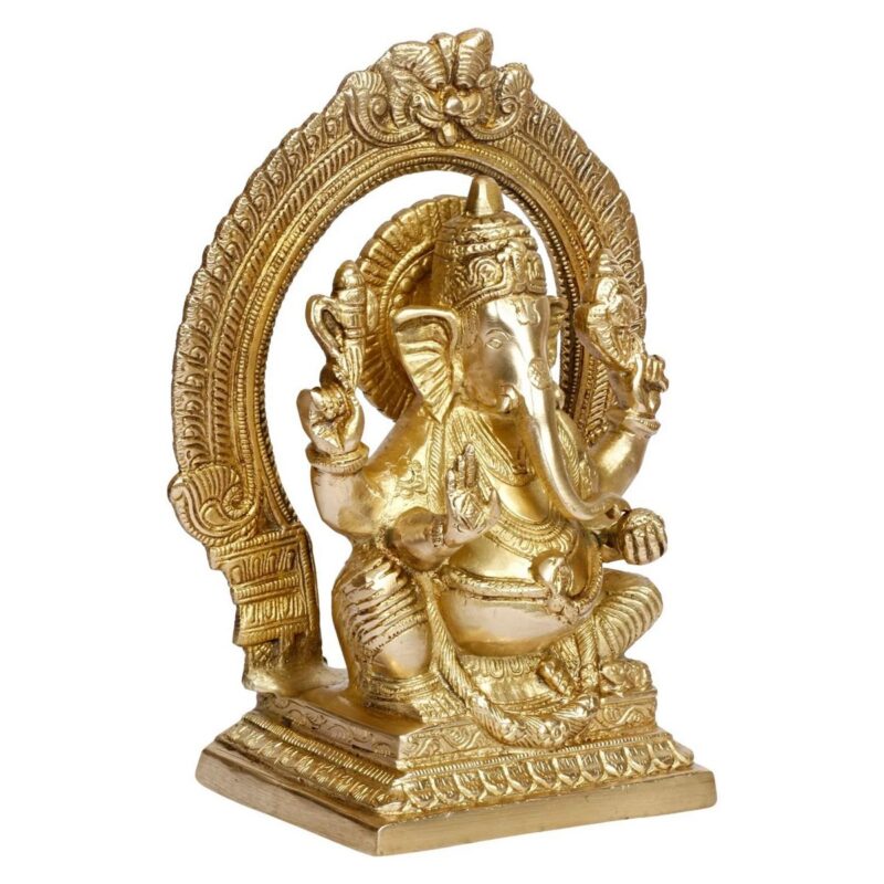 Vinayak Ganpati Sitting Statue – Brass Ganesha Idol - Image 2