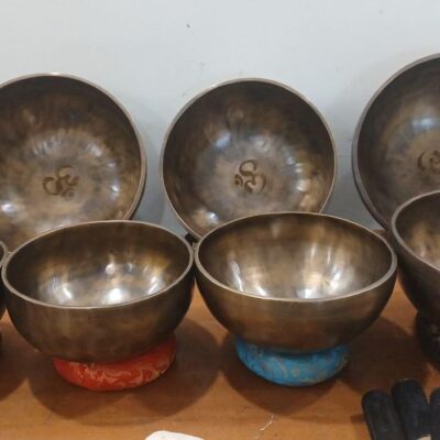 4-8" Om Singing Bowl Set, A to G Note Healing Bowls, Mediation Bowl