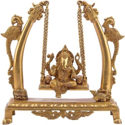 Brass Ganesha Swing Statue for Home Decor Warming Diwali Pooja Festival Gift